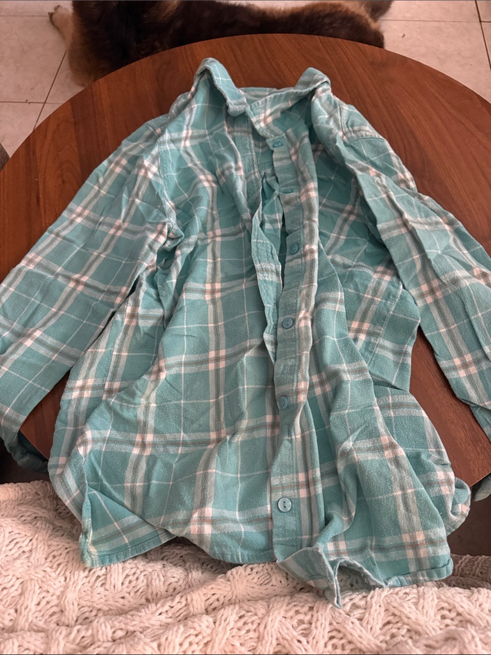 Teal Plaid Button-Up Shirt